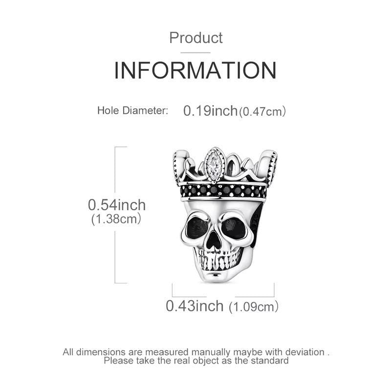 King Skull sterling silver charm view 5