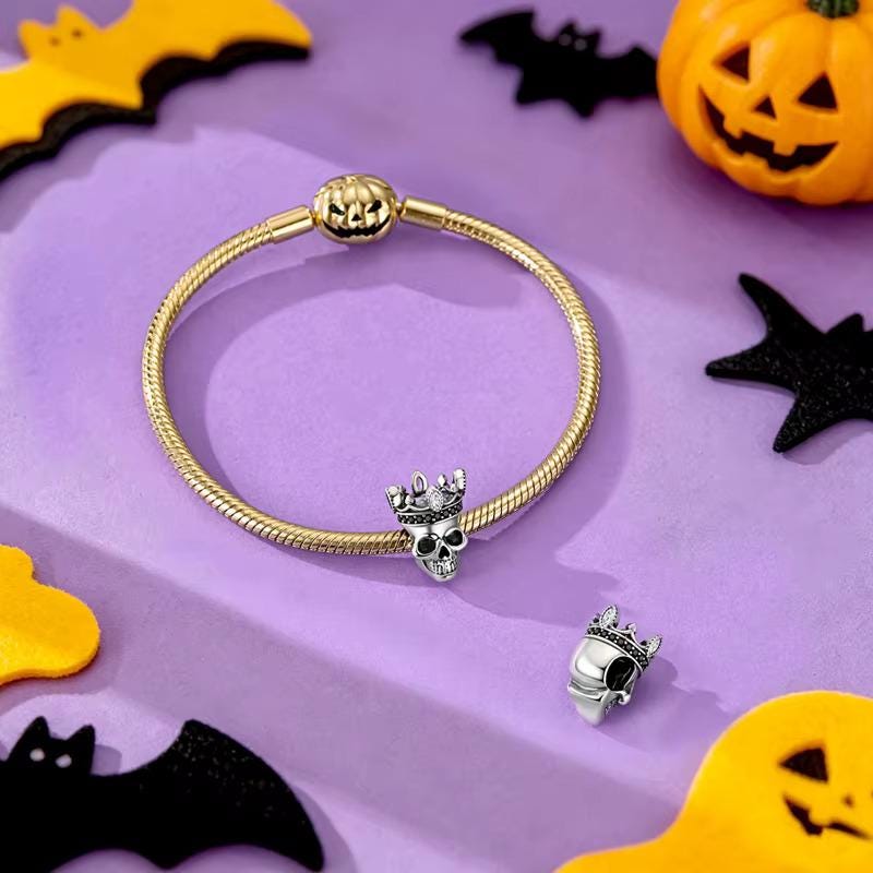 King Skull sterling silver charm view 6