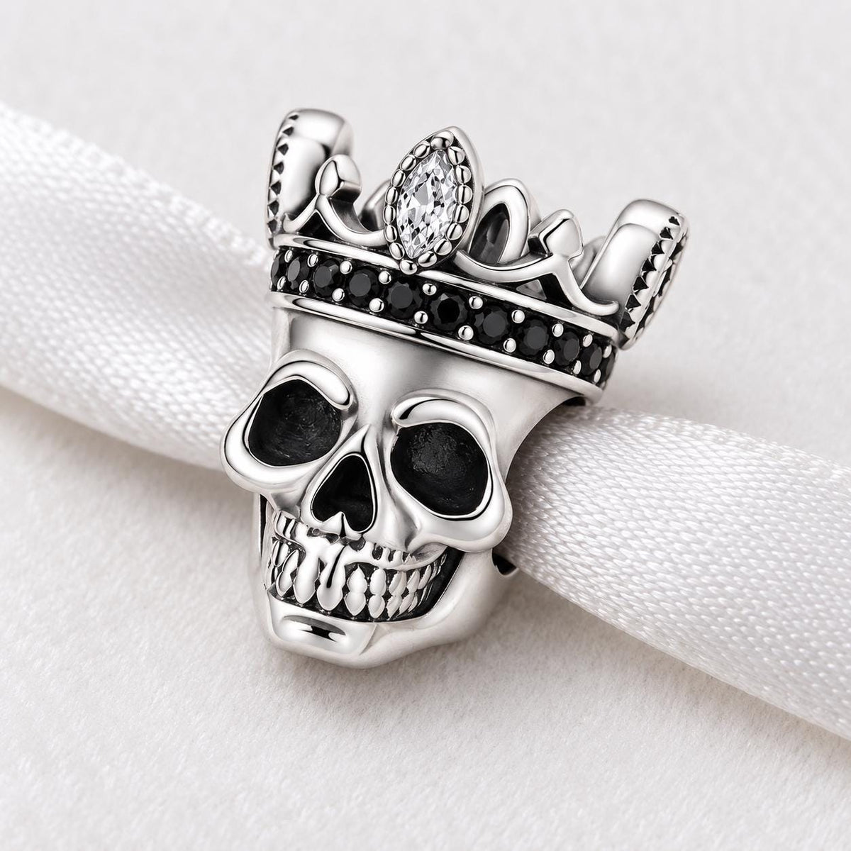 King Skull sterling silver charm alternate view