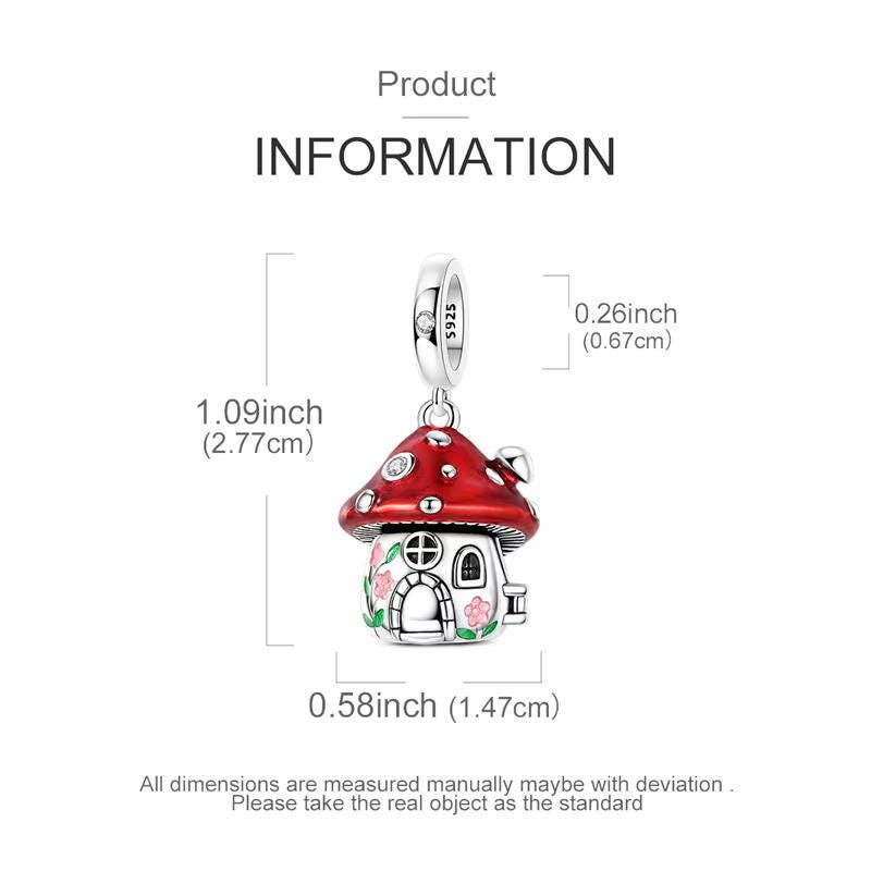 Mushroom House sterling silver charm view 5