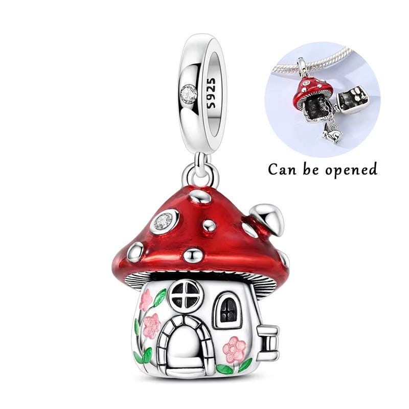 Mushroom House sterling silver charm view 6