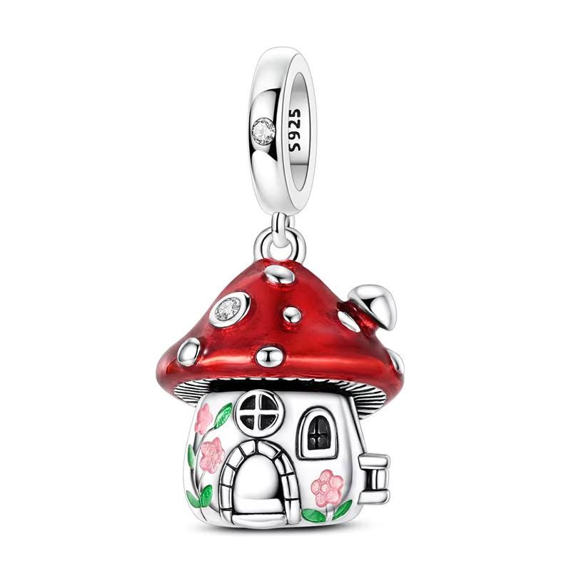 Mushroom House 925 sterling silver charm