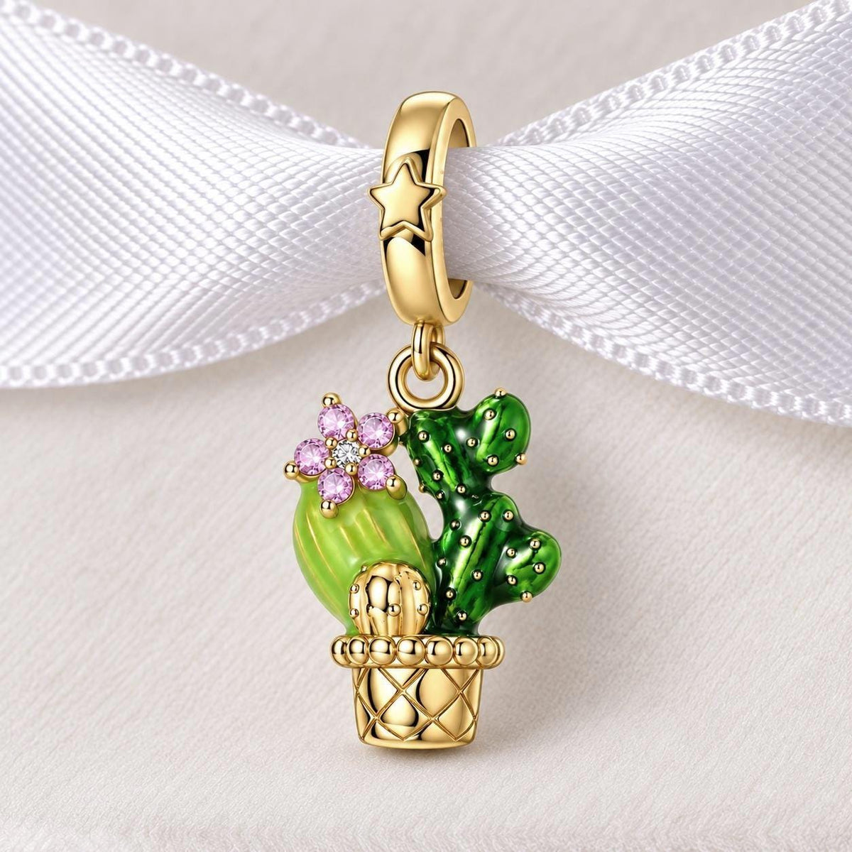 Cactus sterling silver charm alternate view