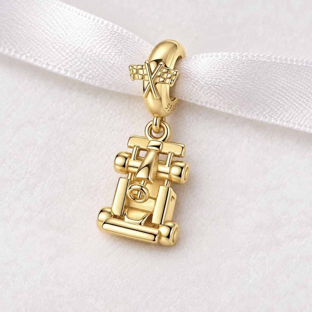 Gold F1 sterling silver charm alternate view