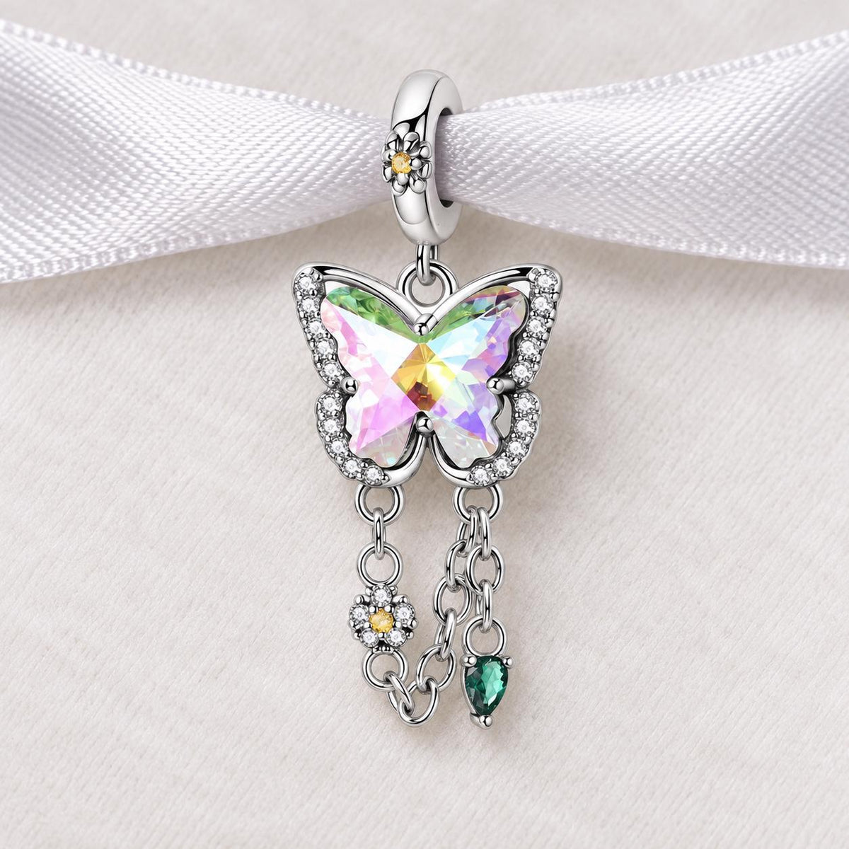 Iridescent Butterfly sterling silver charm alternate view