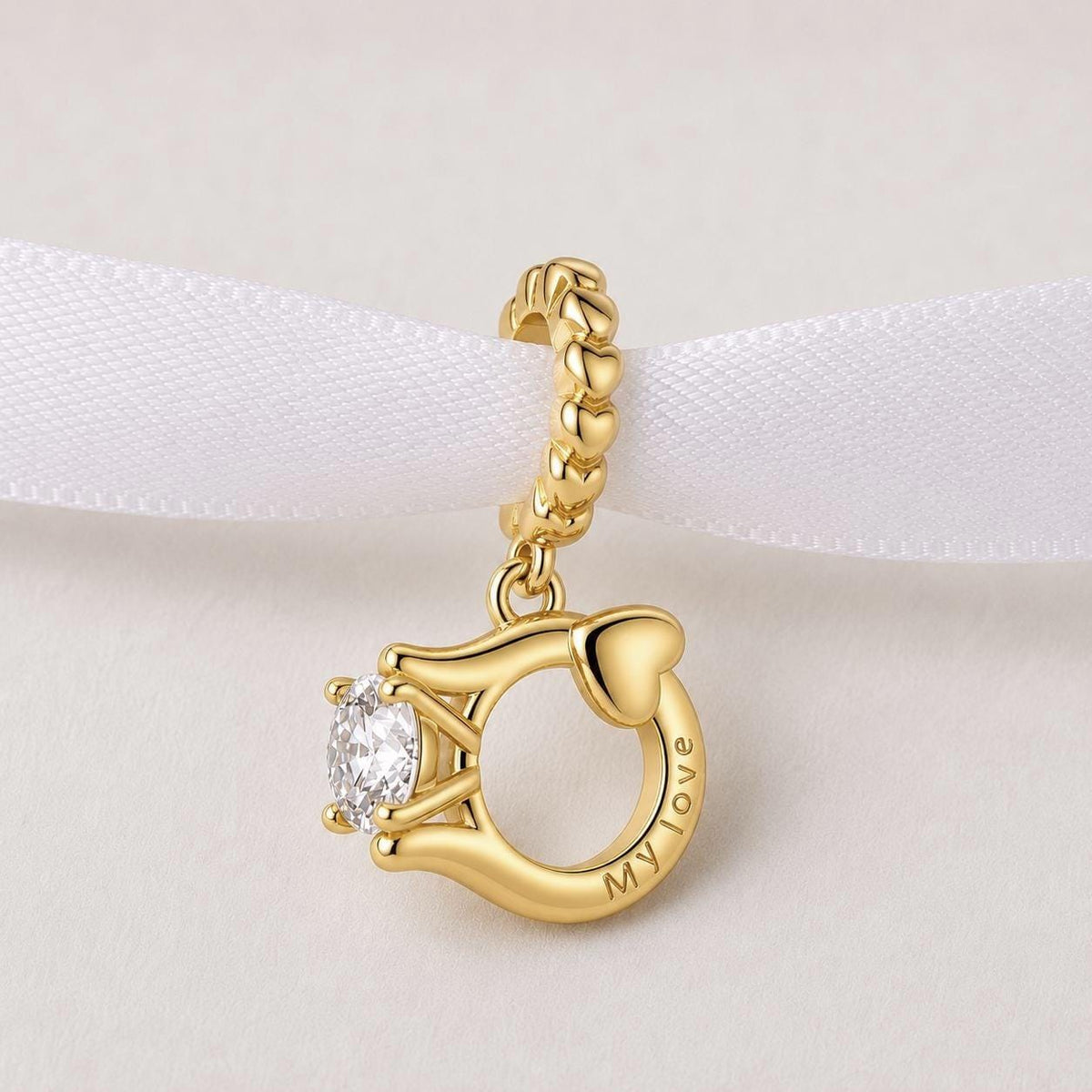 Engagement Ring sterling silver charm alternate view