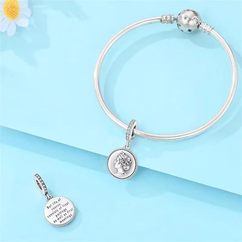 Queen Elizabeth Coin sterling silver charm view 6