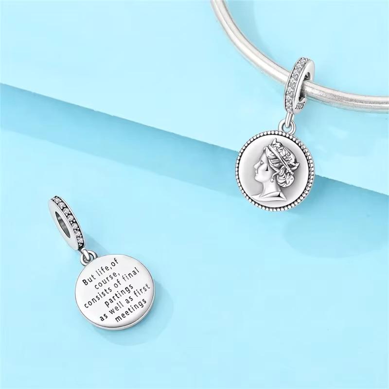 Queen Elizabeth Coin charm detail view