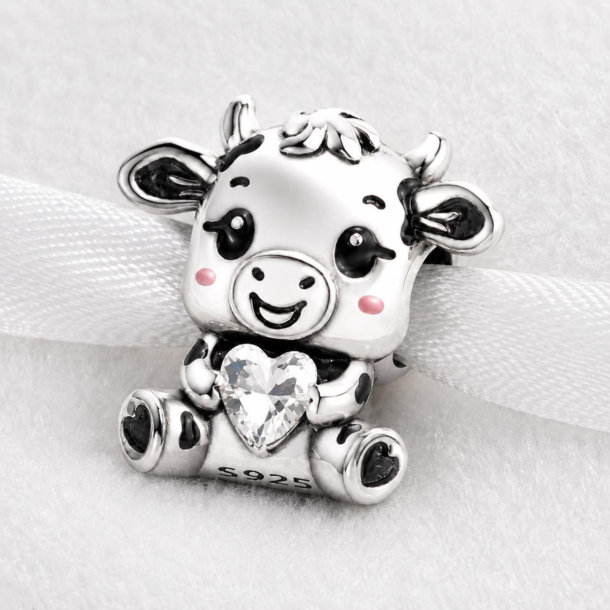 Cow sterling silver charm alternate view