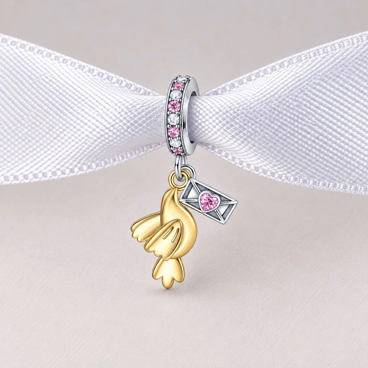 Pigeon Love Letter sterling silver charm alternate view