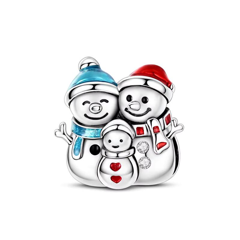 Snowman Family 925 sterling silver charm