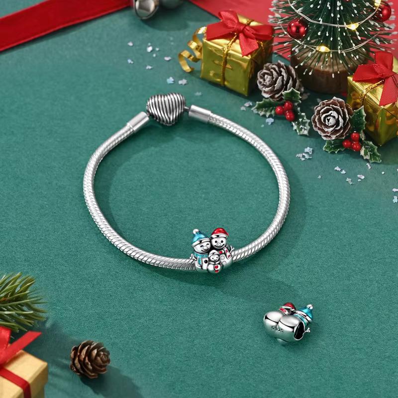 Snowman Family sterling silver charm view 6