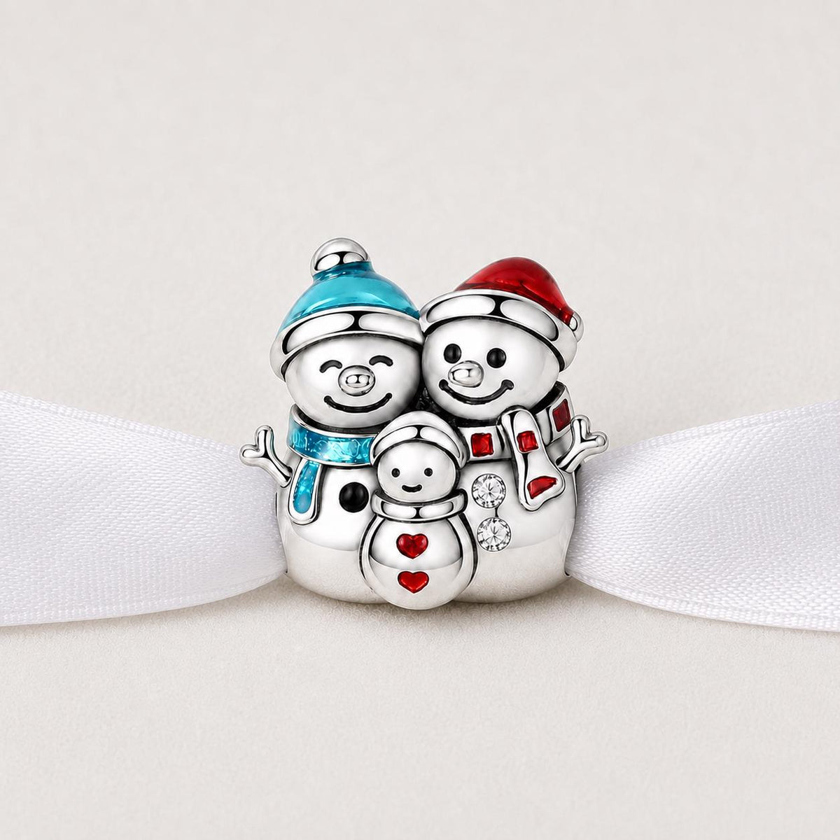 Snowman Family sterling silver charm alternate view
