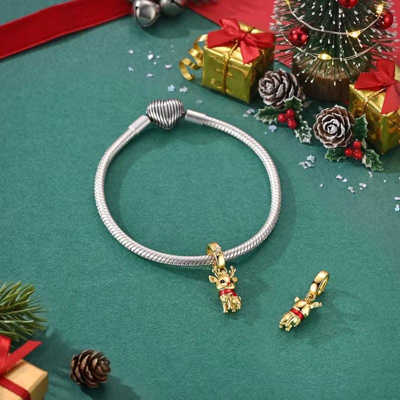 Reindeer sterling silver charm view 6