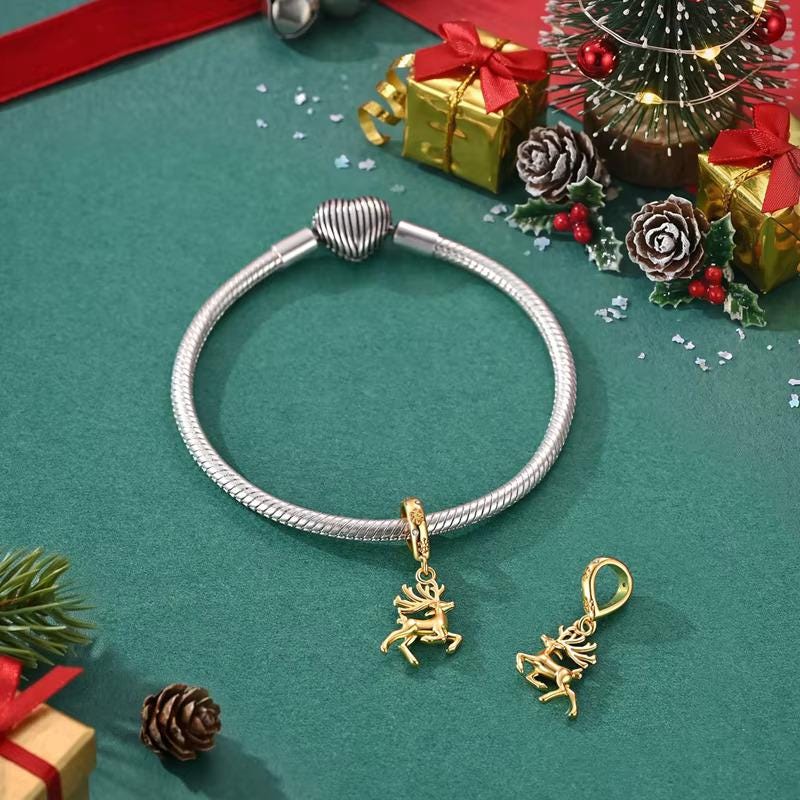 Reindeer sterling silver charm view 7