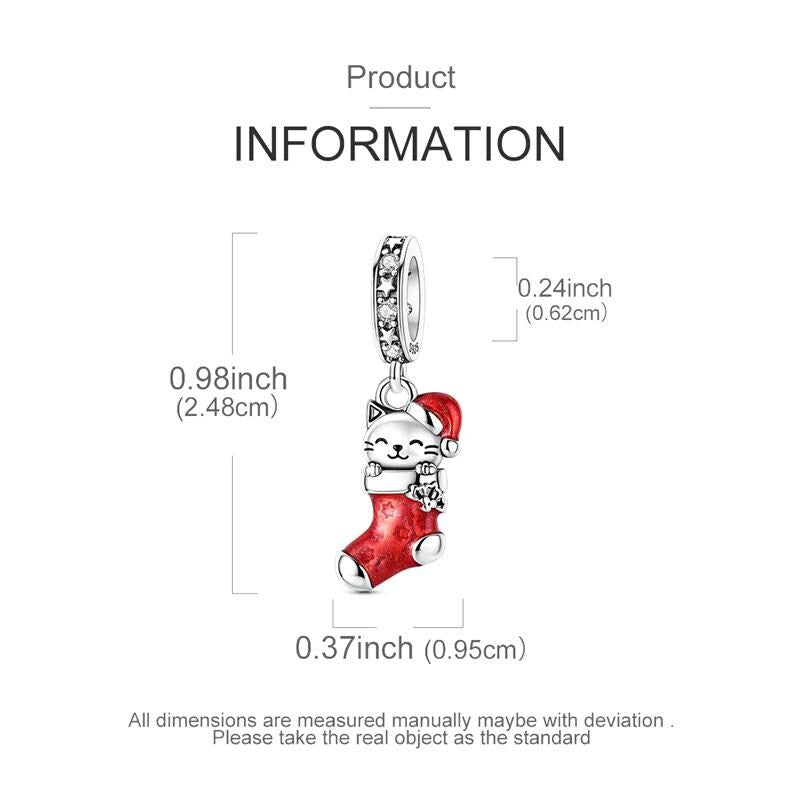Christmas Cat sterling silver charm view 5