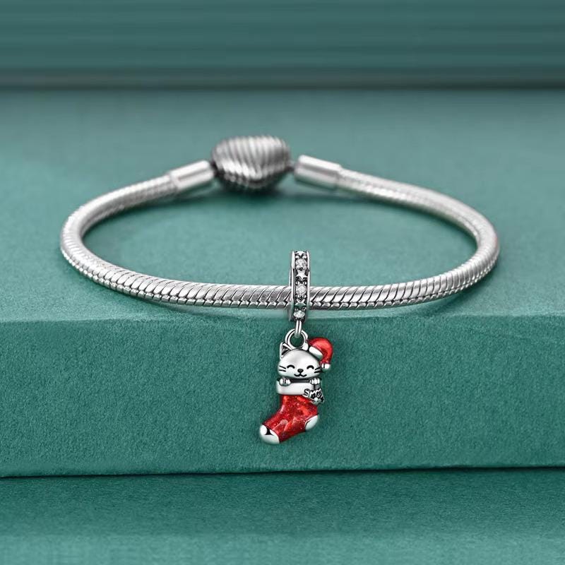Christmas Cat sterling silver charm view 6