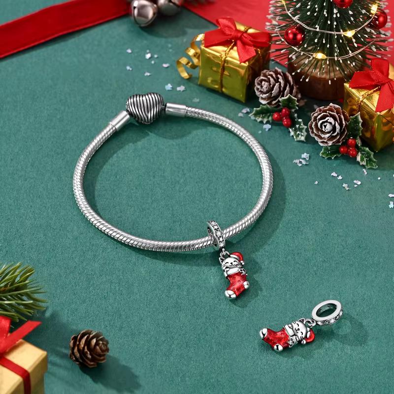 Christmas Cat sterling silver charm view 7