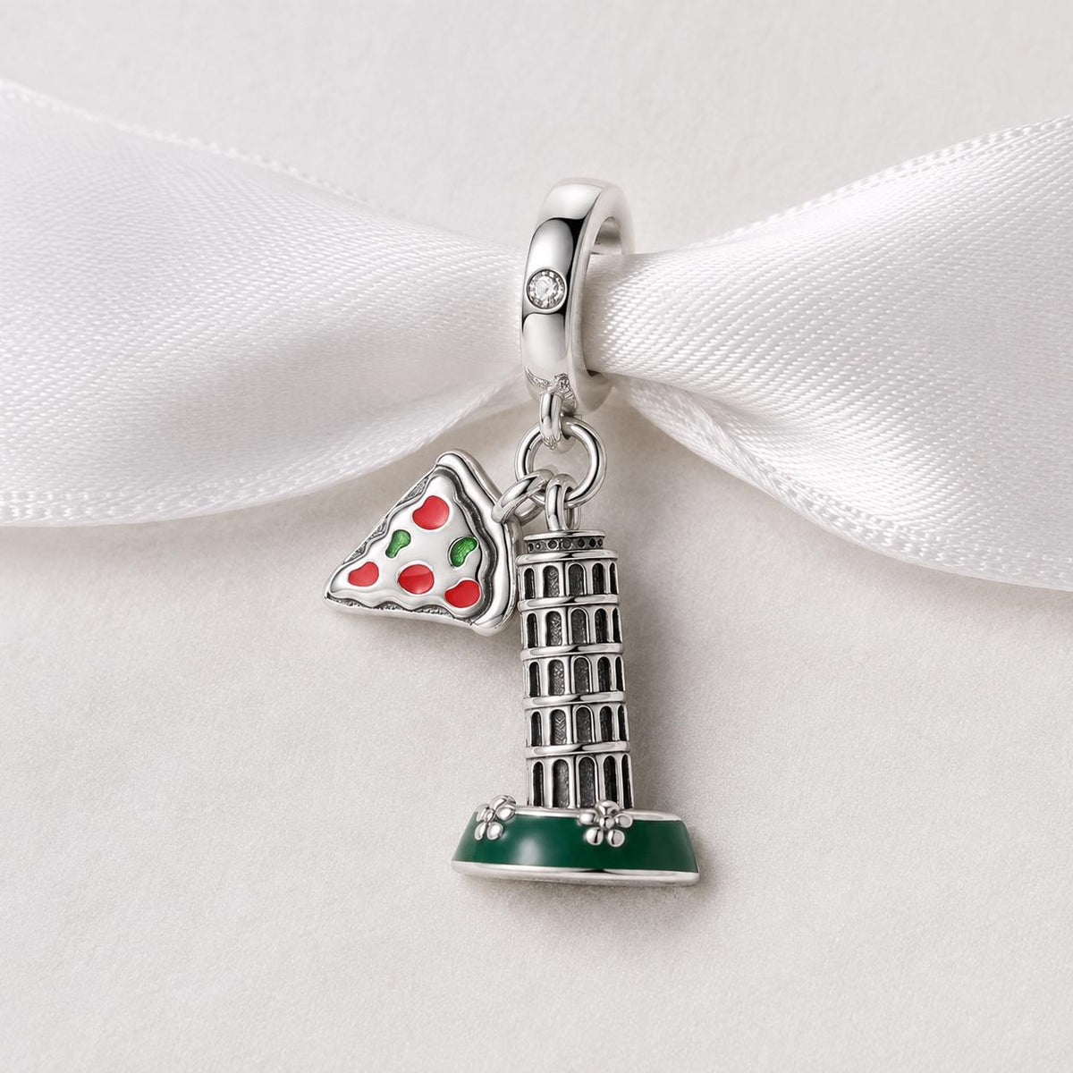 Pisa Tower sterling silver charm alternate view