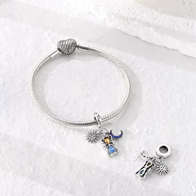 Sun Moon Hourglass sterling silver charm view 6