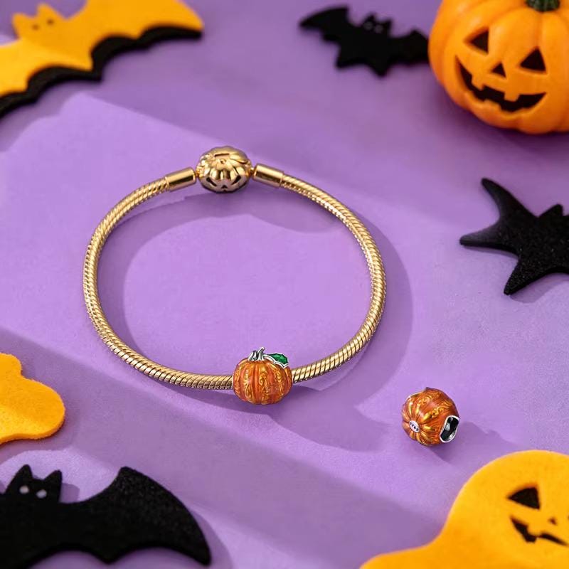 Pumpkin sterling silver charm view 6