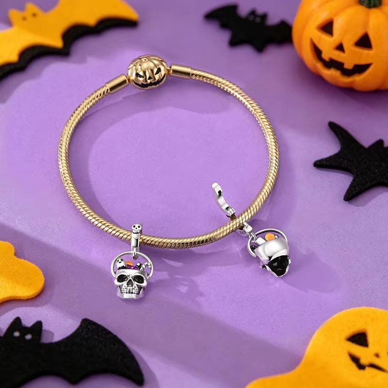 Halloween Skull sterling silver charm view 6