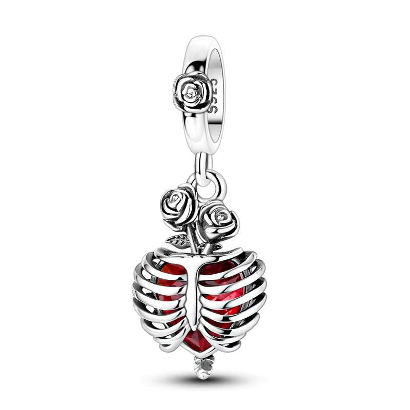 Ribcage Heart 925 sterling silver charm