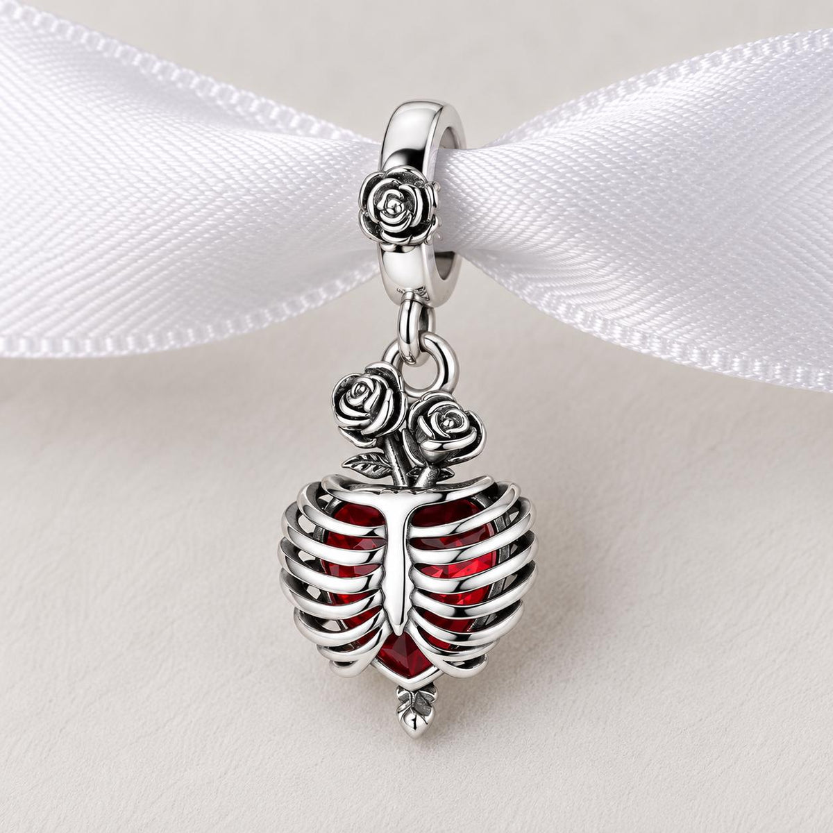 Ribcage Heart sterling silver charm alternate view