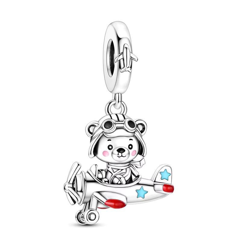 Pilot Bear 925 sterling silver charm