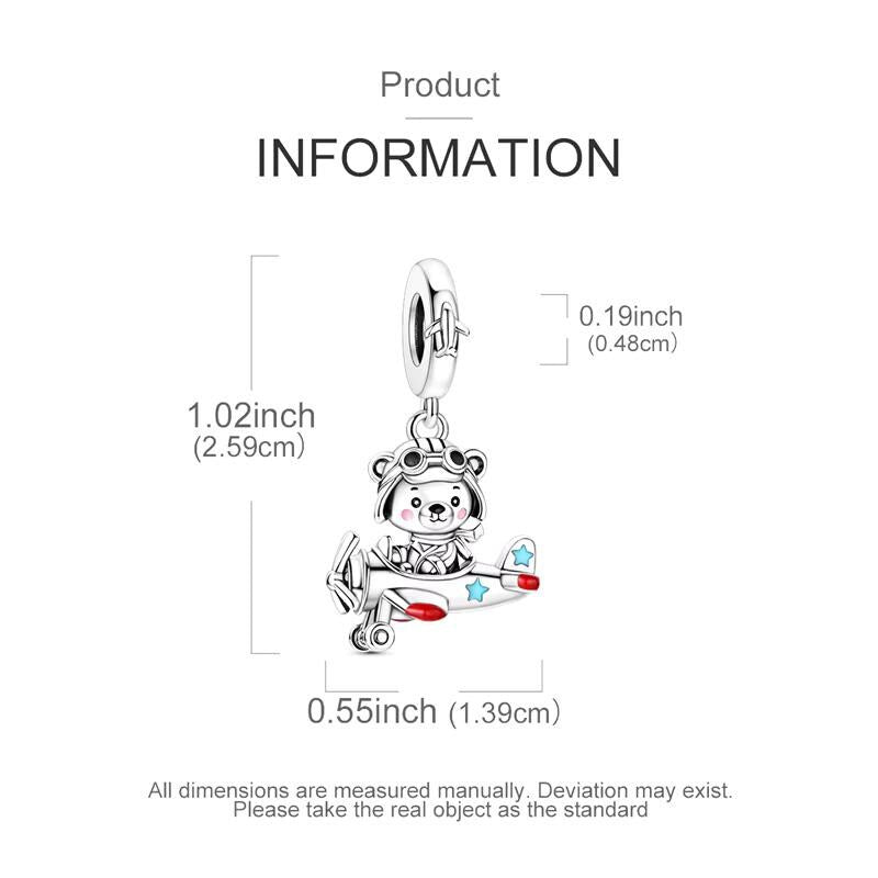 Pilot Bear sterling silver charm view 5