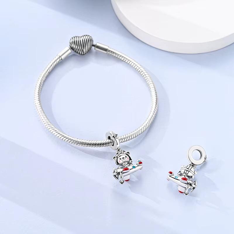 Pilot Bear sterling silver charm view 6