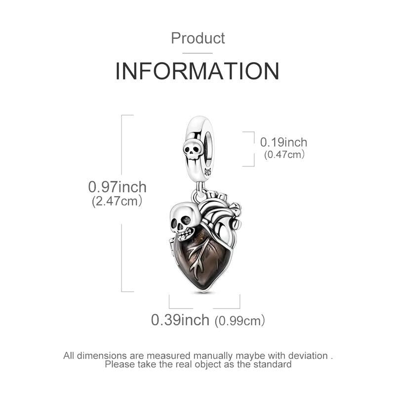 Anatomical Heart sterling silver charm view 5