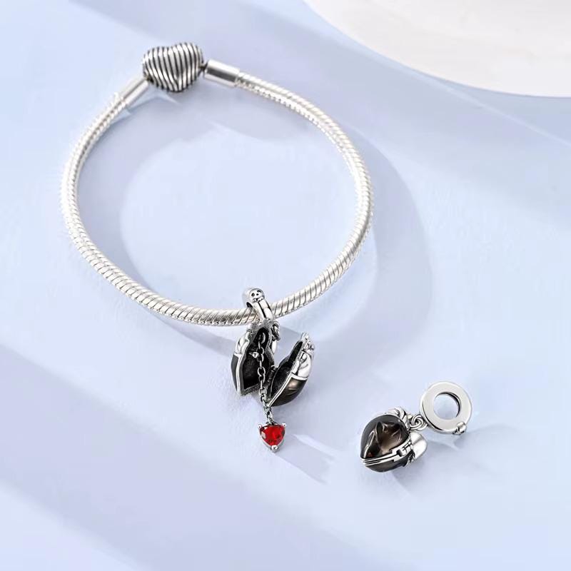 Anatomical Heart sterling silver charm view 7