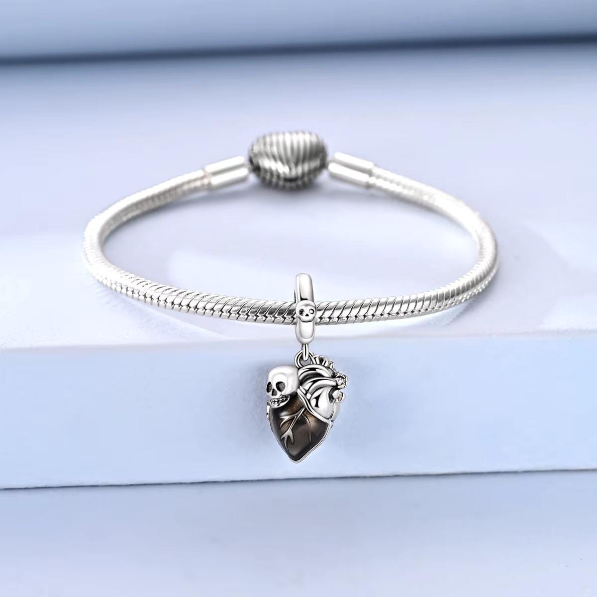 Anatomical Heart sterling silver charm view 6
