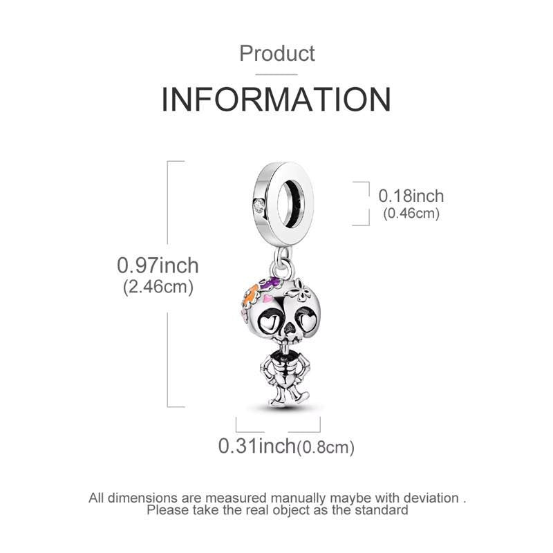 Sugar Skull sterling silver charm view 5
