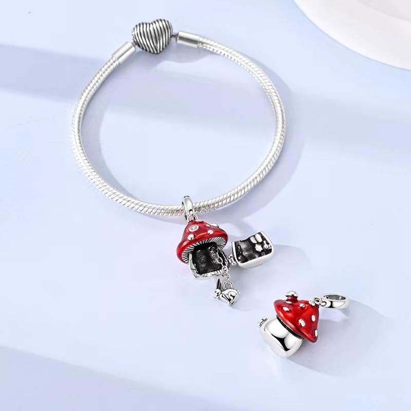Mushroom House sterling silver charm view 7