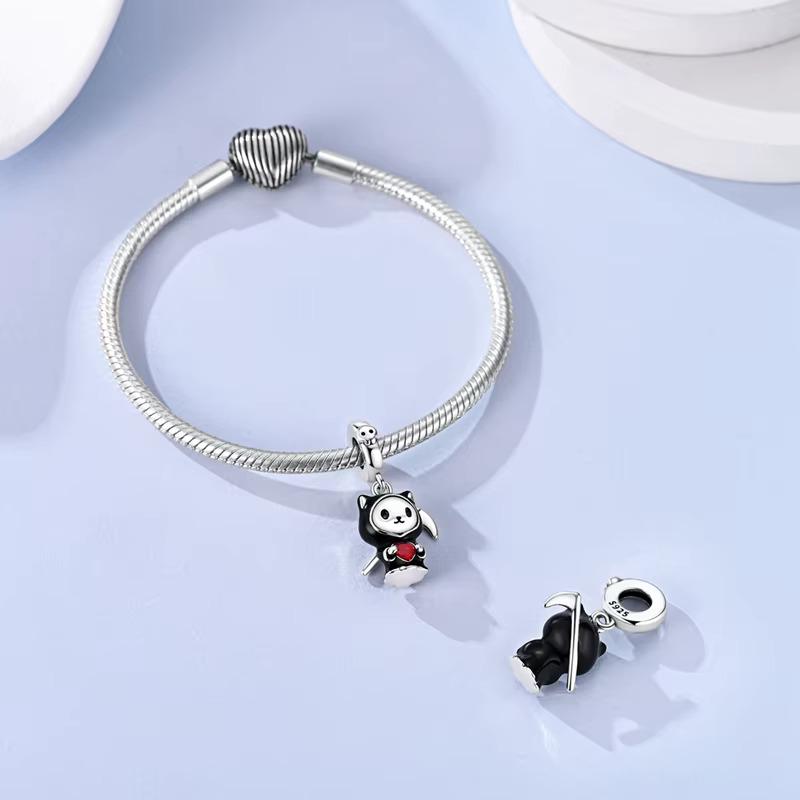 Grim Reaper Cat sterling silver charm view 6