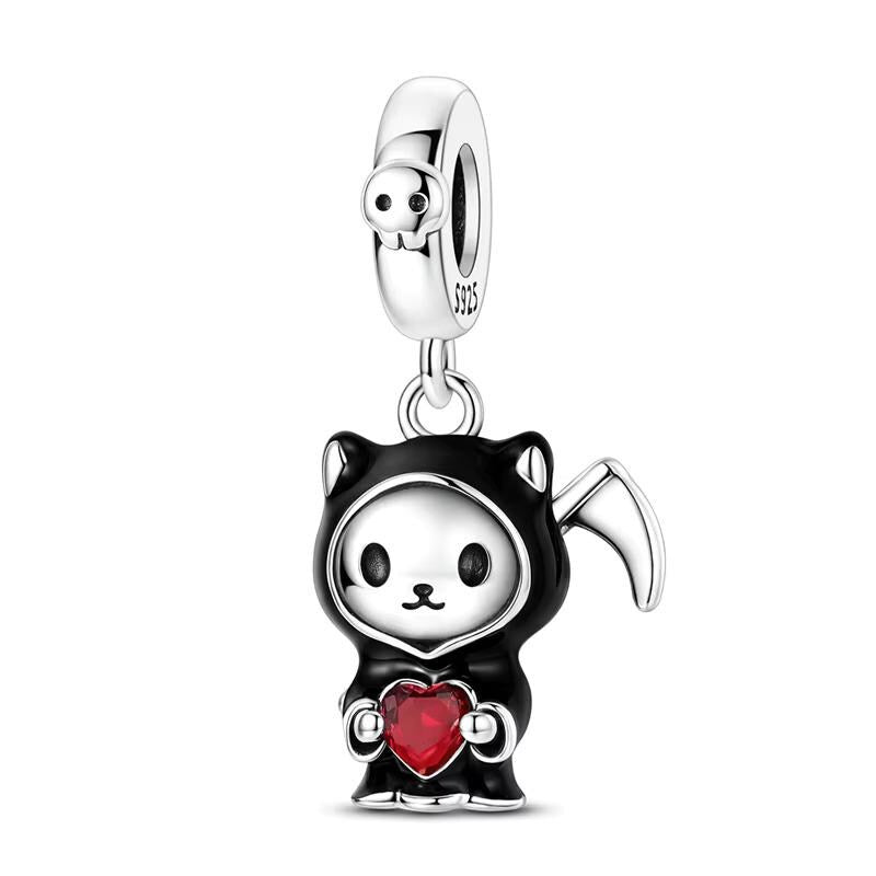 Grim Reaper Cat 925 sterling silver charm