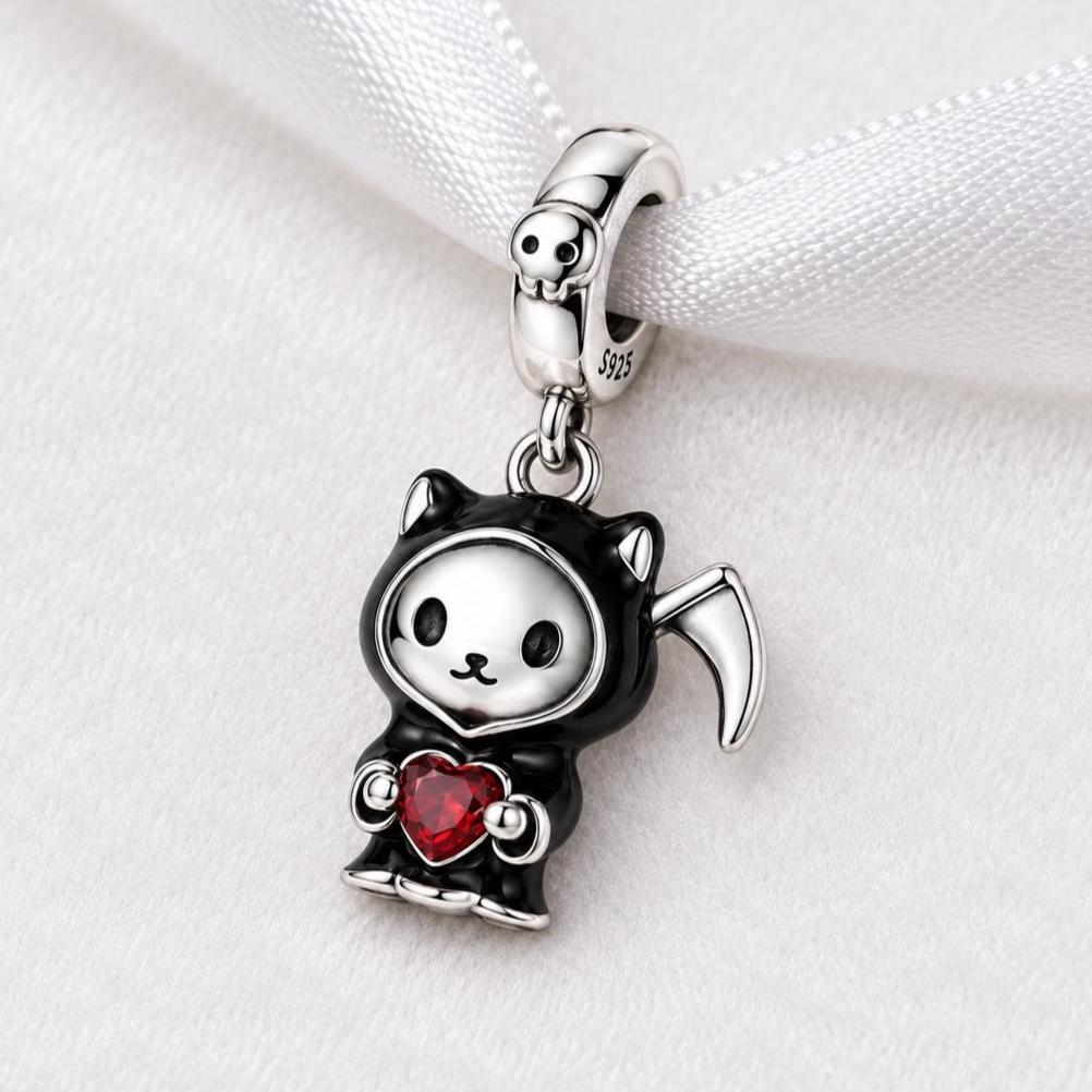 Grim Reaper Cat sterling silver charm alternate view