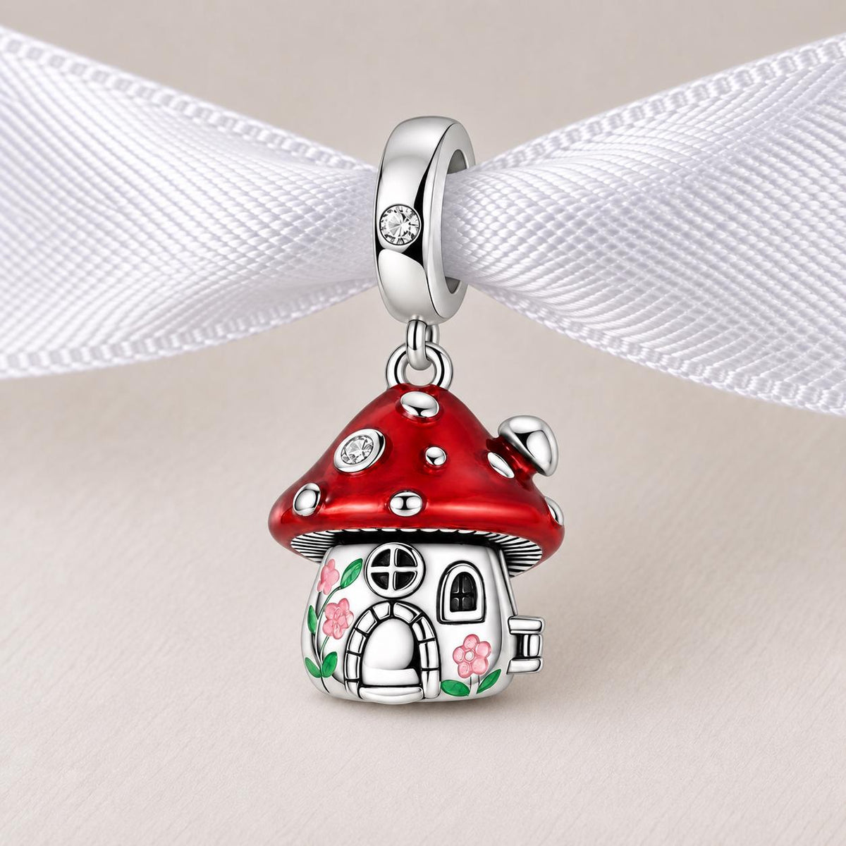 Mushroom House sterling silver charm alternate view