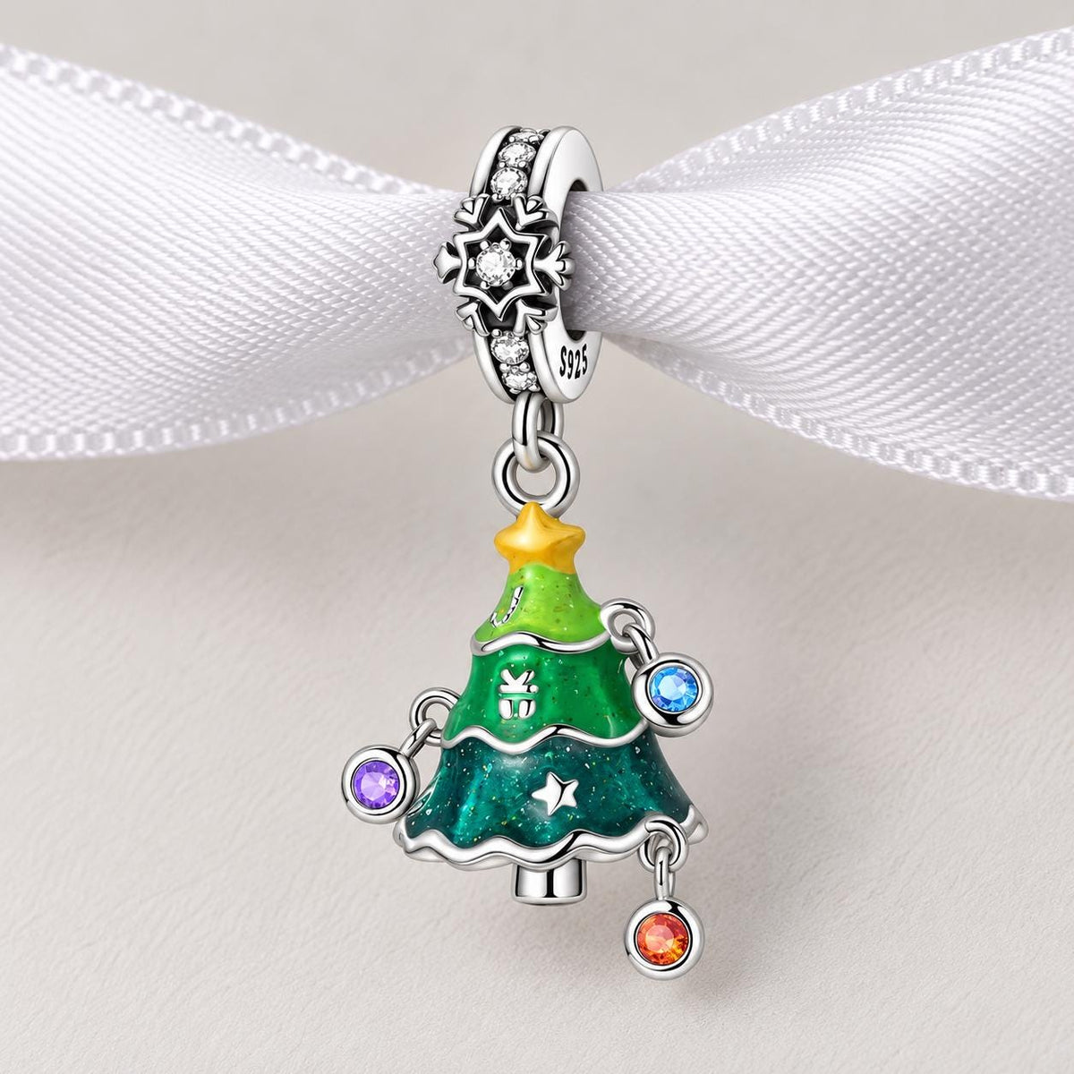 Christmas Tree sterling silver charm alternate view