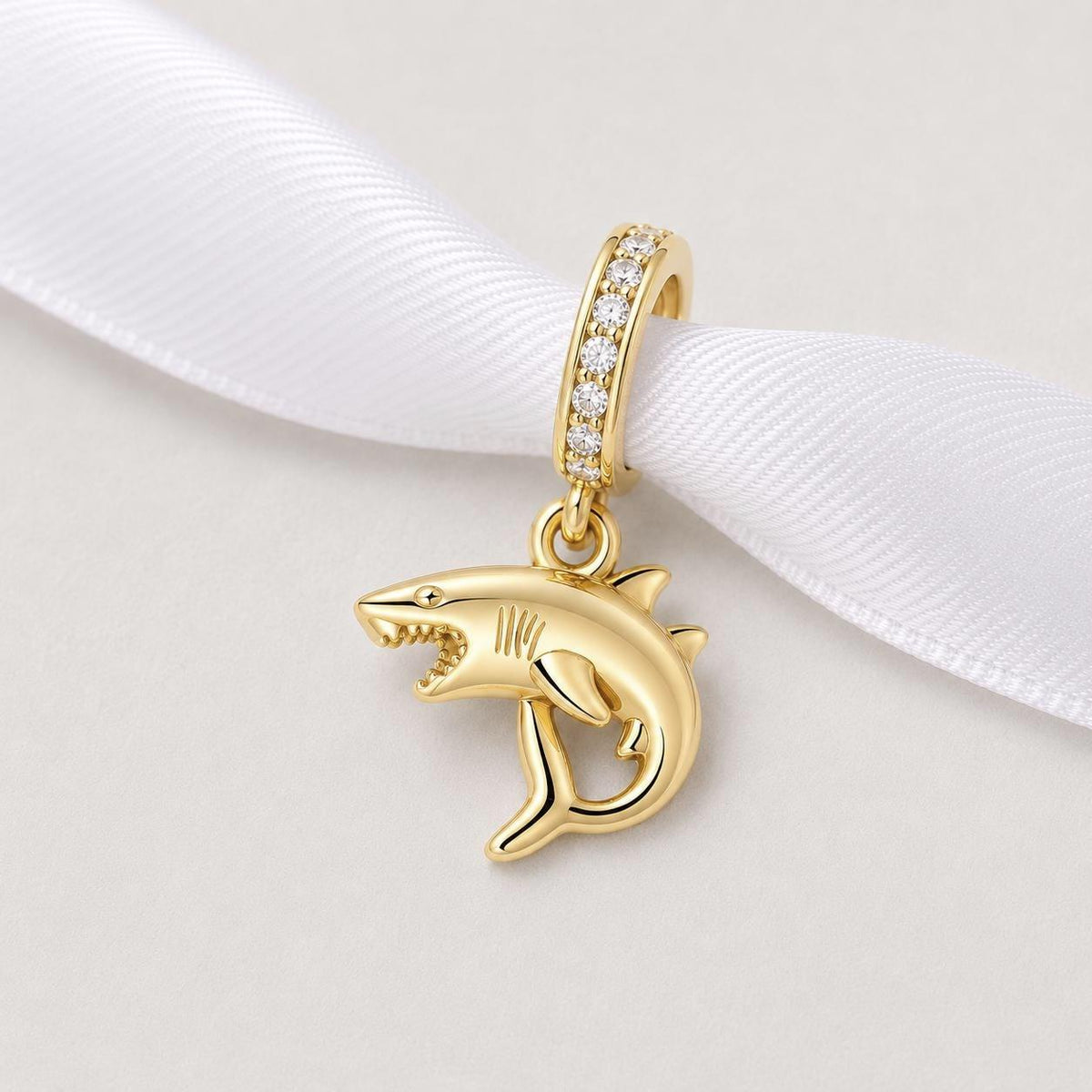 Gold Shark sterling silver charm alternate view