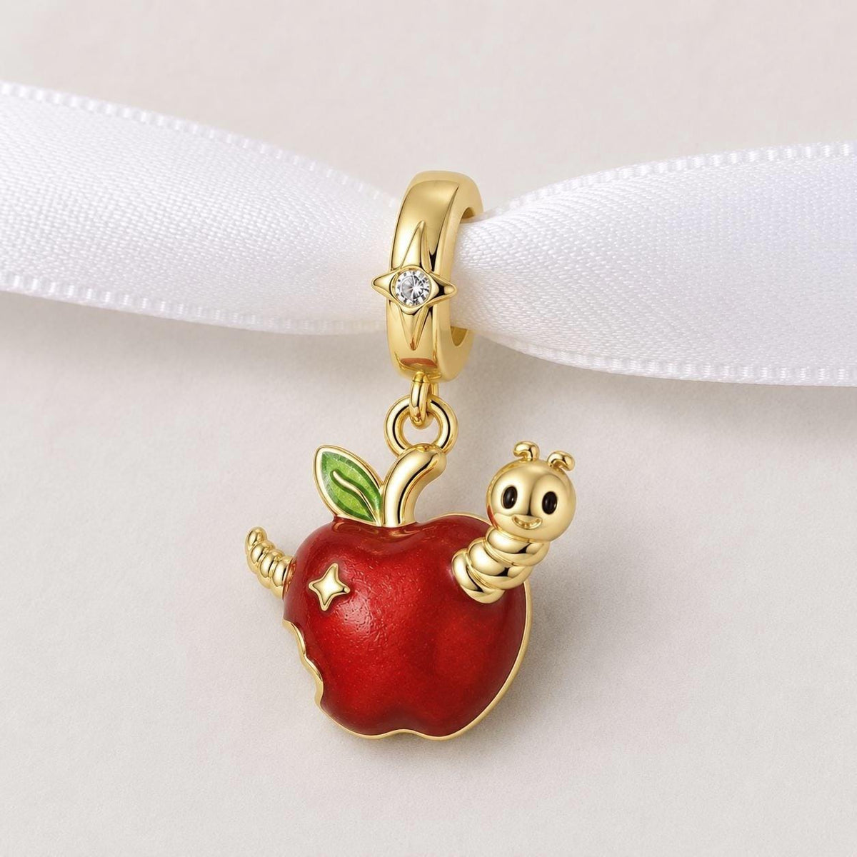 Caterpillar Apple sterling silver charm alternate view