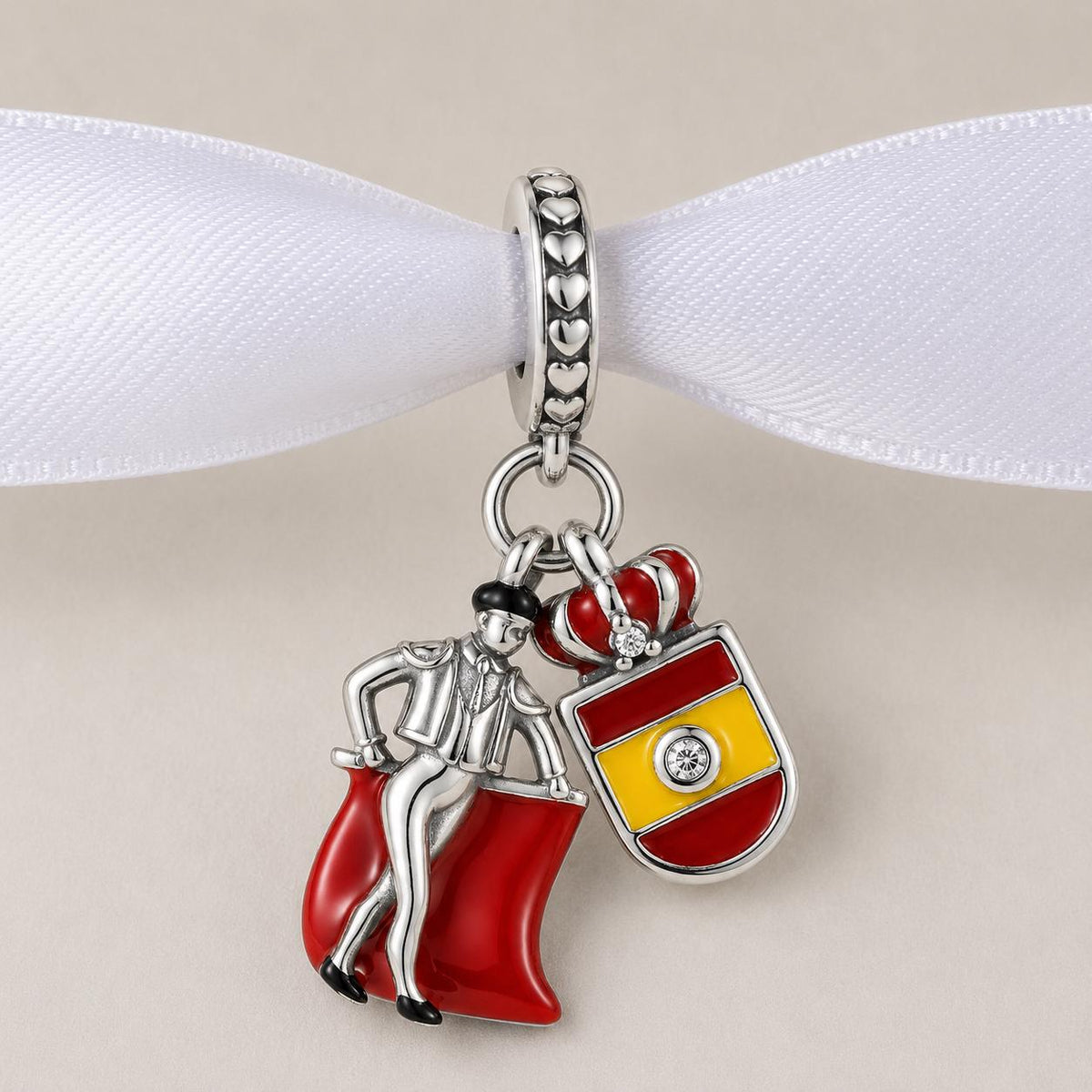 Spain Flag sterling silver charm alternate view