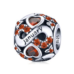 Infinite Love Zircon Heart Birthstone Charms