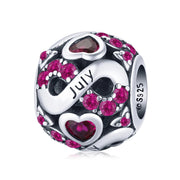 Infinite Love Zircon Heart Birthstone Charms