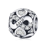 Infinite Love Zircon Heart Birthstone Charms
