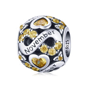Infinite Love Zircon Heart Birthstone Charms