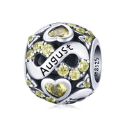 Infinite Love Zircon Heart Birthstone Charms