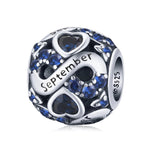 Infinite Love Zircon Heart Birthstone Charms
